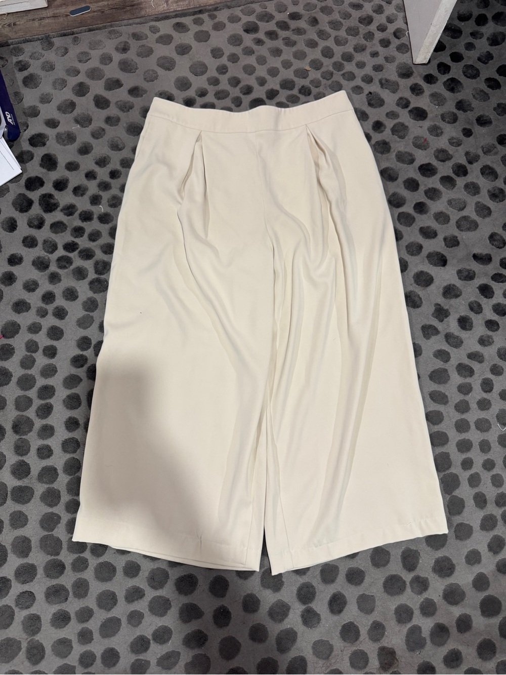Cream Midi Pleated Front Trousers